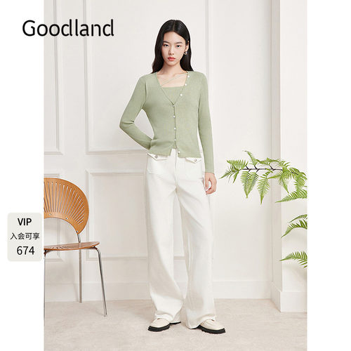 Goodland美地假两件气质羊毛针织衫上衣女2025冬新款LC35506090