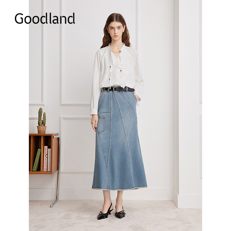 Goodland美地2026春季新款解构拼接牛仔鱼尾半身裙LC36150090,女装/女士精品,半身裙,淘宝优惠券,粉丝福利购,淘宝优惠卷