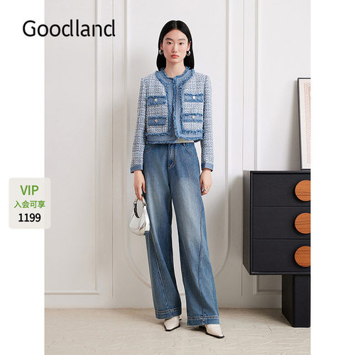Goodland美地女装【牛仔花纱】小香风短外套2025秋新款LC35310170 - 封面