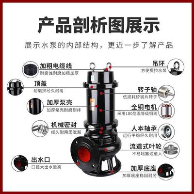 上海厂家CTT牌WQ潜水排污泵高扬程铸铁工程污水泵50WQ20-45-7.5