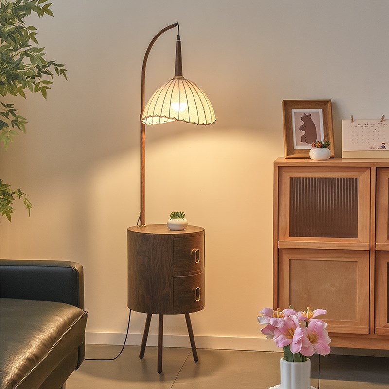 法式中古落地灯客厅卧室床头x柜沙发旁边高级氛围感置物架台灯一