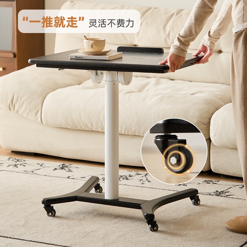 实木电脑桌e可升降移动办公桌家用站立式工作台卧室折叠桌学生书