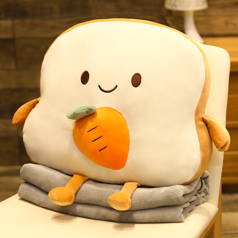 吐司面包抱枕被子两用办公室护腰靠垫午睡枕头三合X一暖手抱枕女