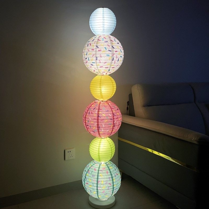家居装饰自制氛围感网红落地灯DIY多巴胺客厅卧室奶Y油风纸灯笼串