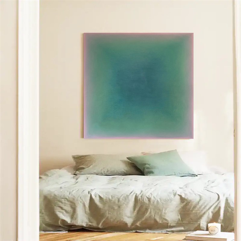 小众彩色高级感油画n渐变纯色简约蓝绿色肌理装饰墙画客厅餐厅挂图片