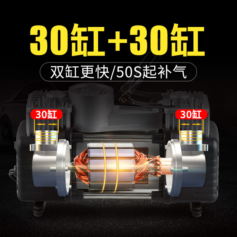 汽车用打气泵车载充气泵轮胎12v德国双缸便携式小轿车高压多功能