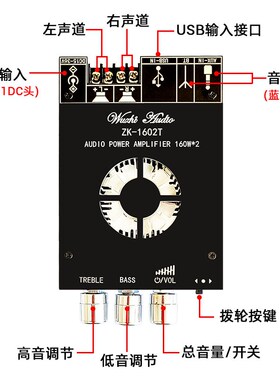 160W*2高低音调节蓝牙t音频功放板模块双声道立体声TDA7498E