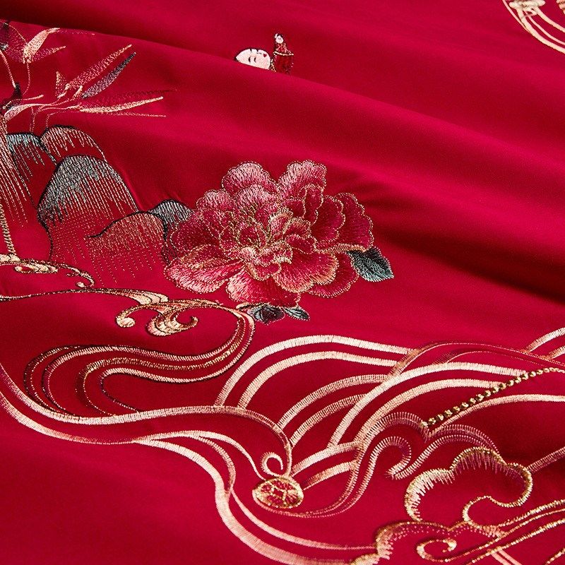 大红色高端婚庆四件套水洗棉被A套床单婚房结婚床上用品喜庆陪嫁,橡塑材料及制品,亚克力管/有机玻璃管,淘宝优惠券,粉丝福利购,淘宝优惠卷