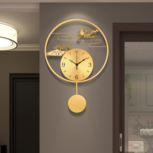纯铜挂钟客厅装 新款 饰家用时尚 挂墙餐厅创意艺术网红摆钟现代钟表