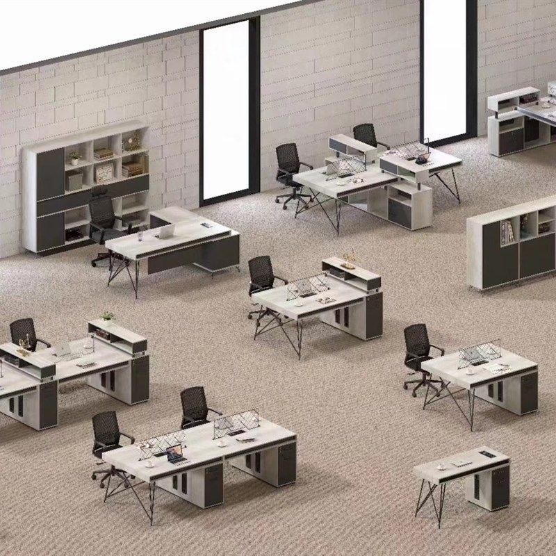 职员几何脚办公桌椅组合轻奢屏风电脑桌办公工位桌2/4/6家具卡位