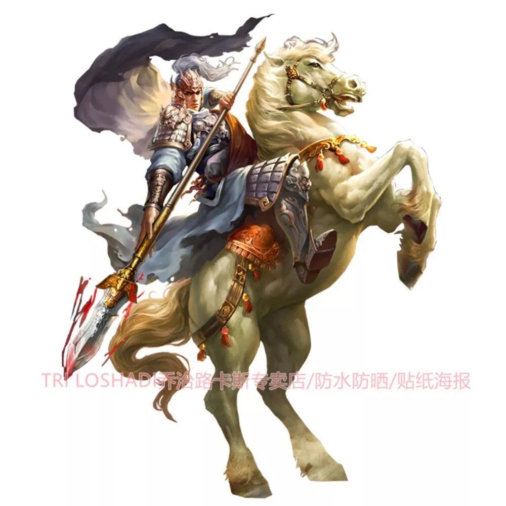 三国五虎将霸气贴纸防水车贴冰箱贴客厅背景墙贴吕布国风自粘贴画