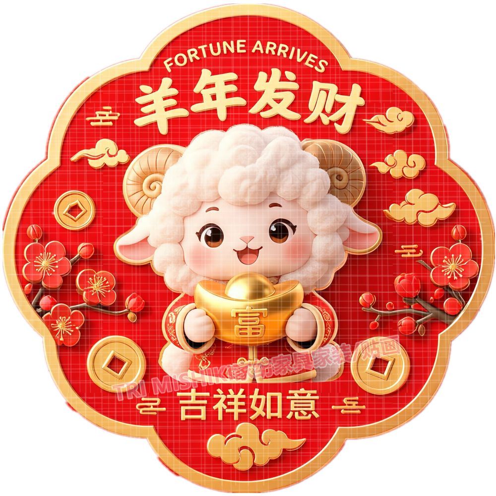 羊年吉祥贴纸壁画新款春节喜庆布