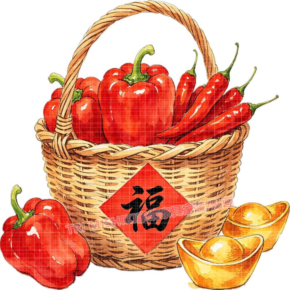 红红火火辣椒篮子贴纸新款福临门