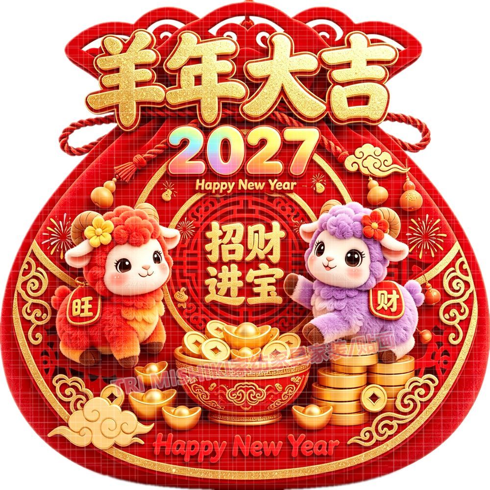 羊年福袋贴纸新款羊年大吉招财纳