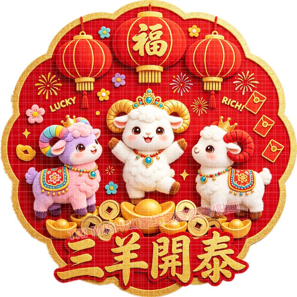 羊年吉祥贴纸壁画万事如意喜庆自