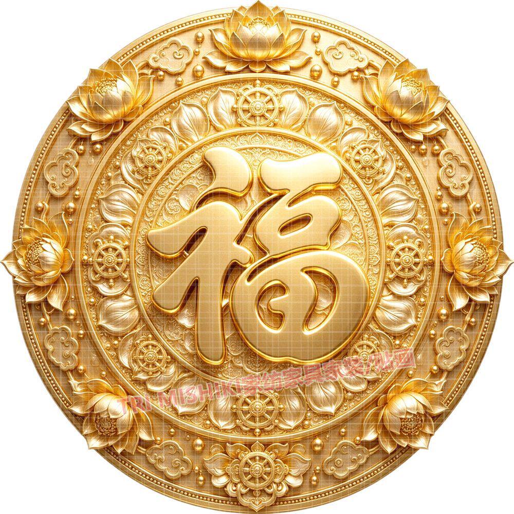 吉祥赐福平安自粘门贴富贵黄金莲