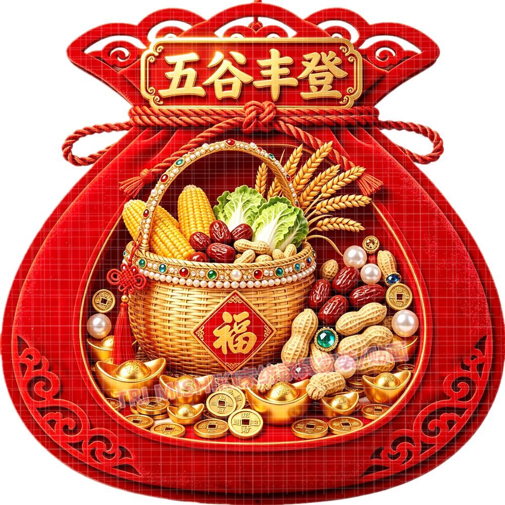 五谷丰登福袋贴纸新款厨房贴画防
