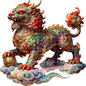 镇压四方麒麟瑞兽贴纸壁画客厅玄关自粘墙贴霸气护宅平安吉祥门贴