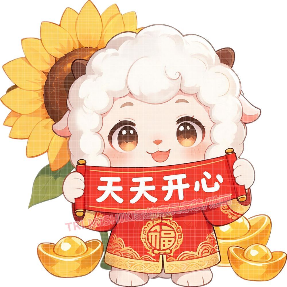 新款可爱小羊贴纸莫生气天天开心