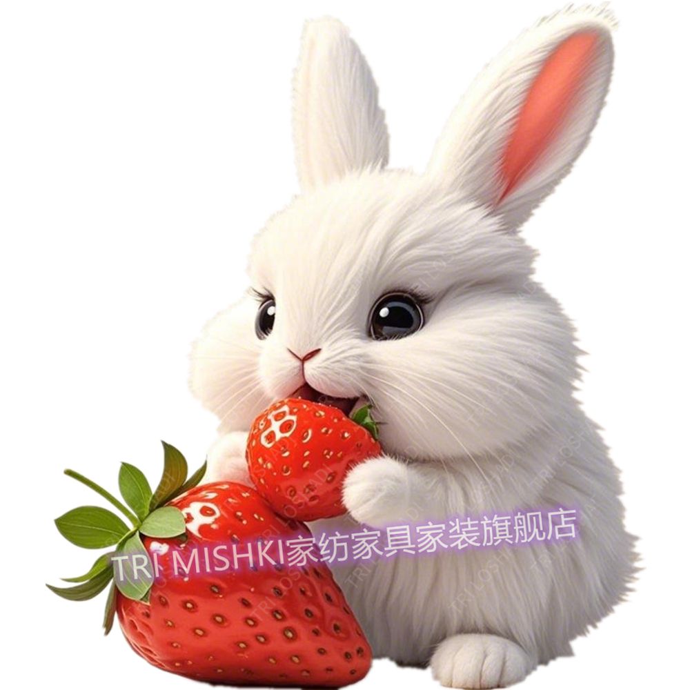可爱白兔吃水果贴纸防油厨房贴画爆款超萌兔子冰箱贴防水遮丑墙贴