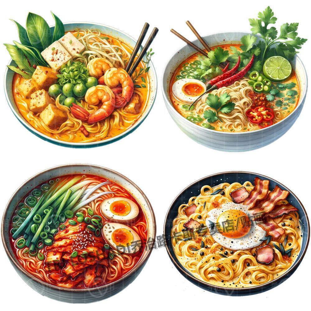 美味的拉面贴纸防水厨房贴画摆摊面馆装饰墙贴广告自粘门窗贴画