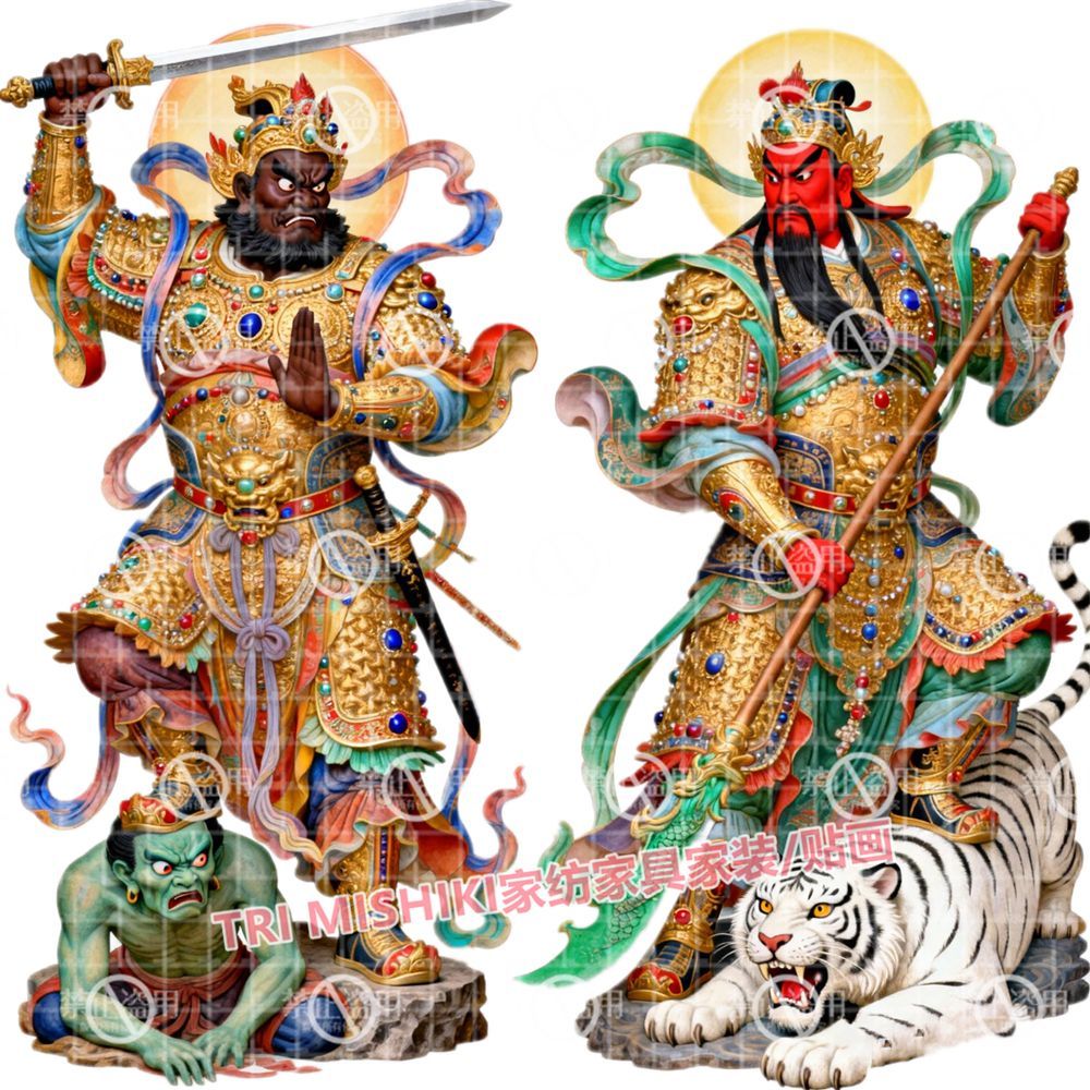 入户门神钟馗关公贴纸爆款护宅安宁门贴画吉祥平安墙贴开运贴画