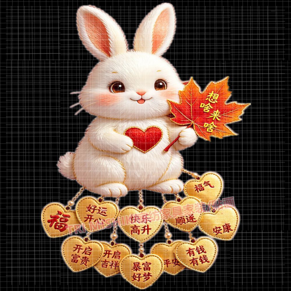 福气好运小白兔贴纸可爱兔兔自粘
