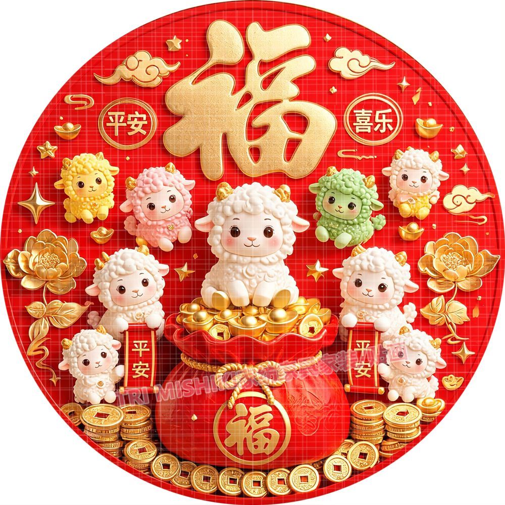 招财进宝新年装饰2027门贴装饰羊