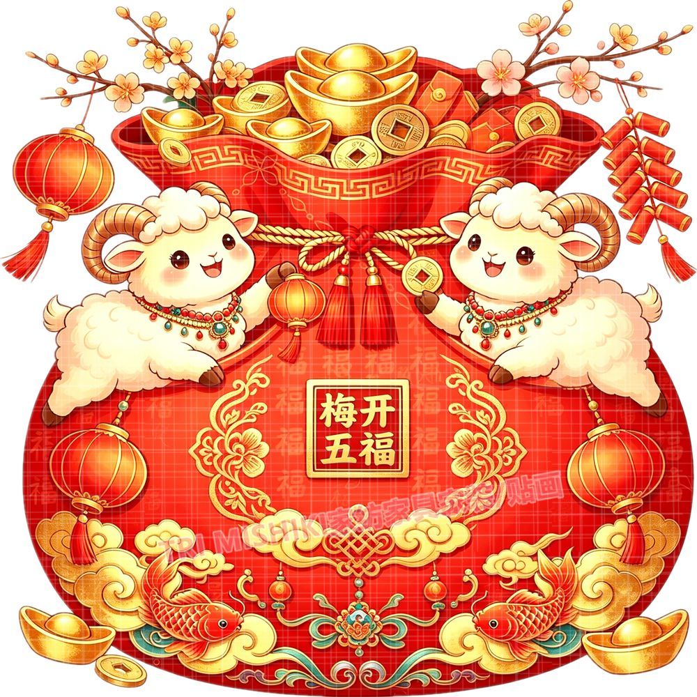 羊年吉祥福袋贴纸新款喜庆春节装