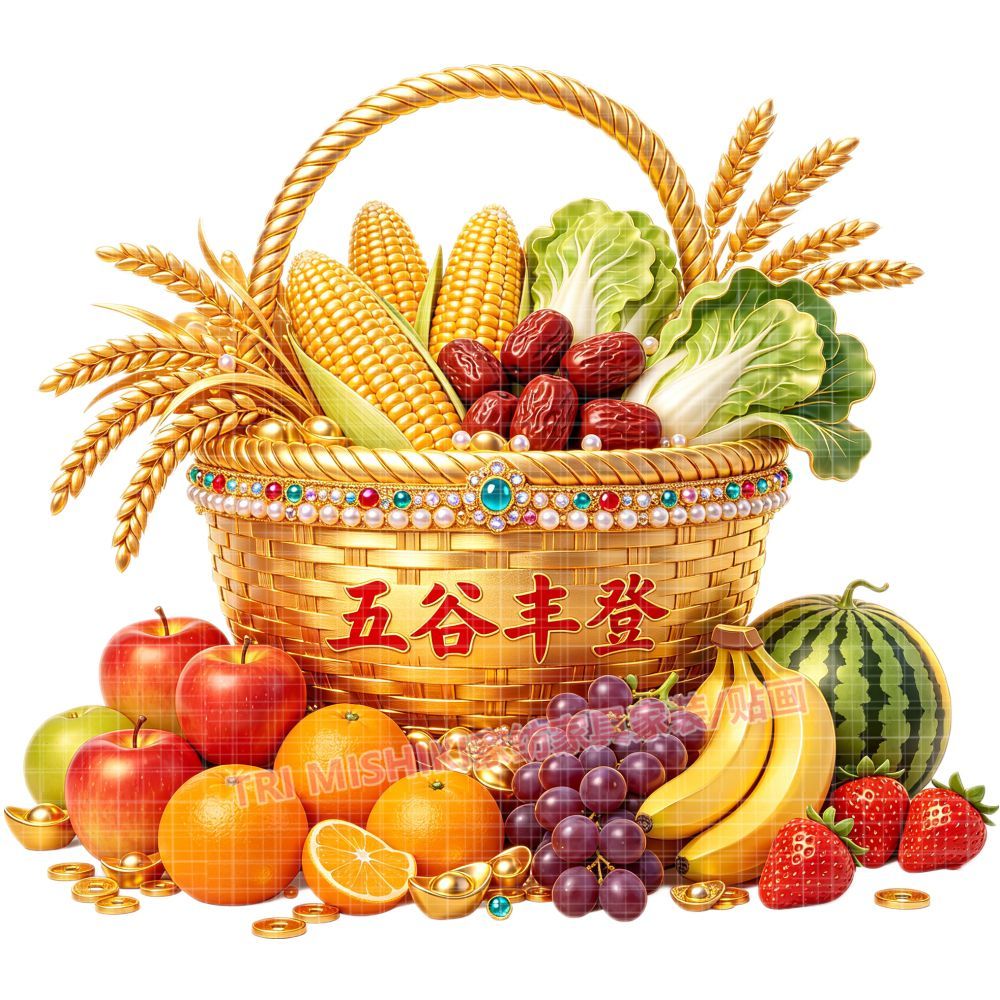 五谷丰登水果蔬菜贴纸新款丰收篮