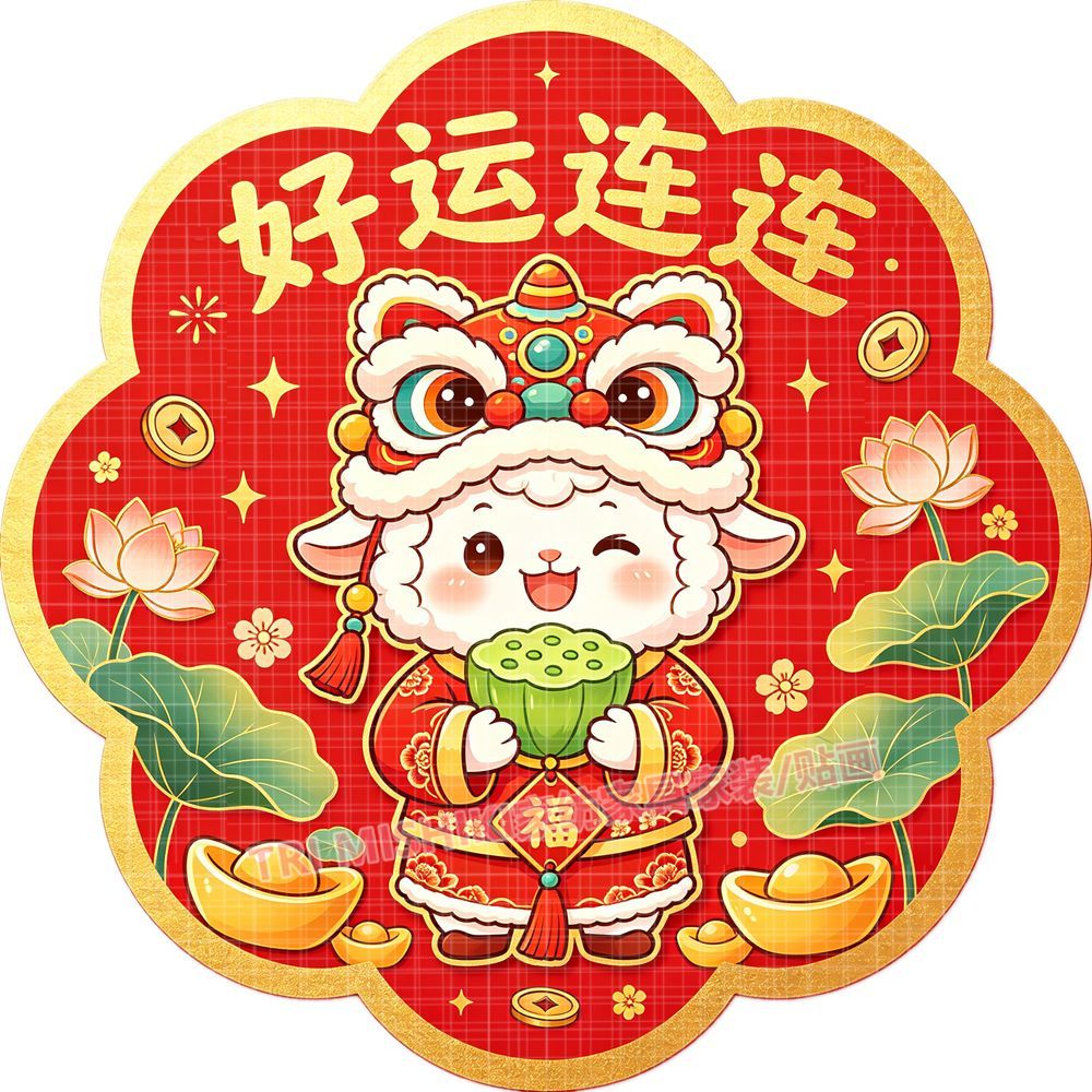 羊年吉祥如意贴纸壁画喜庆福气门