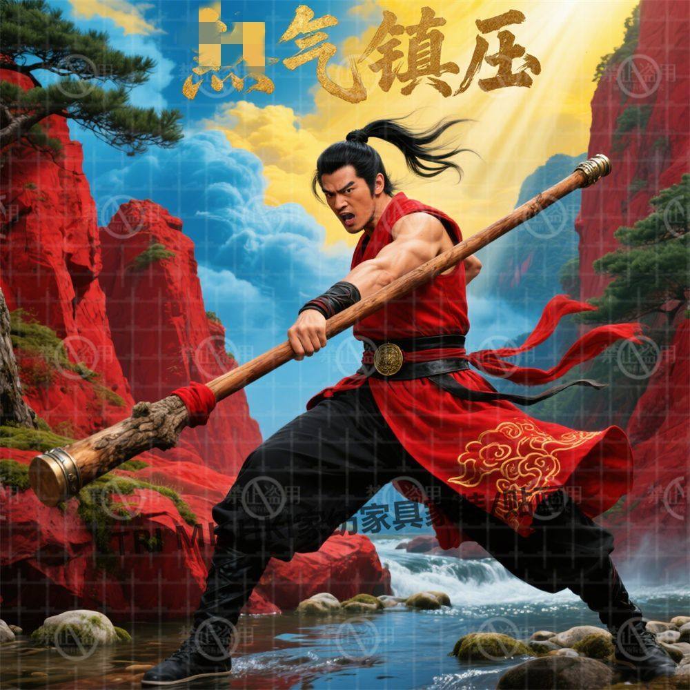英雄武松打虎自粘贴画防水家宅安宁墙贴化解风水西邻高镇白虎贴画