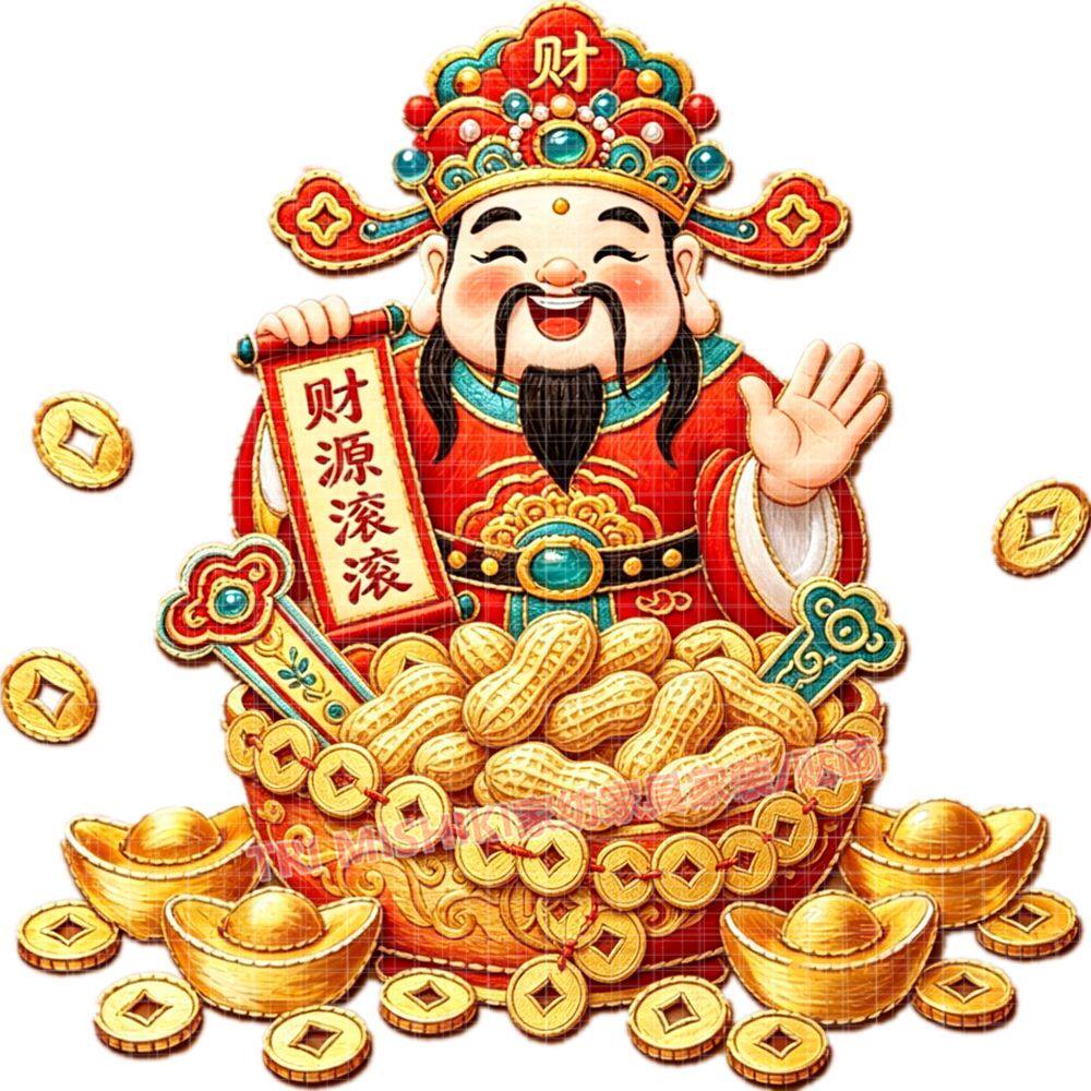 招财进宝财神爷自粘墙贴