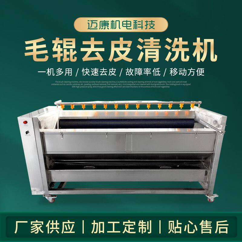 厂家加工草石蚕密灸姜清洗机 不锈钢树薯毛辊去皮机 商用洗泥机