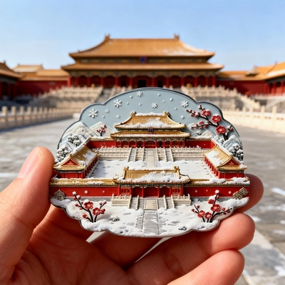 北京故宫2025新款金属浮雕冰箱贴磁贴冬季梅花磁吸文创旅游纪念品