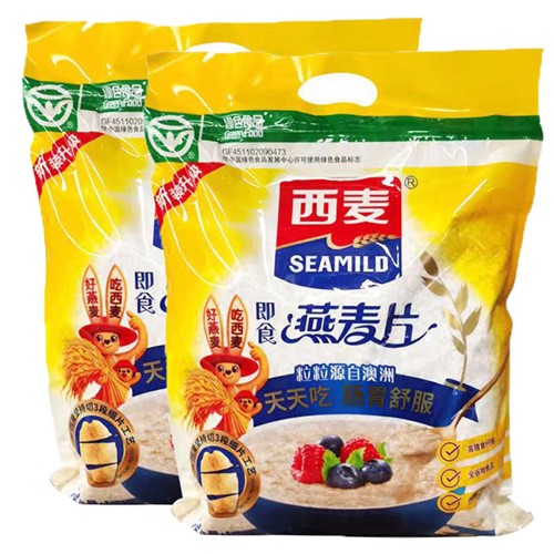 西麦即食燕麦片1500g袋装冲饮即食健身营养早餐代餐食品原味饱腹