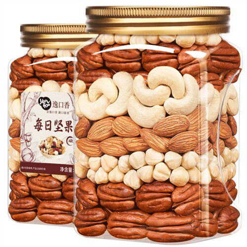 逸口香纯坚果每日坚果干果混合500g罐装孕妇专用原味健身坚果零食