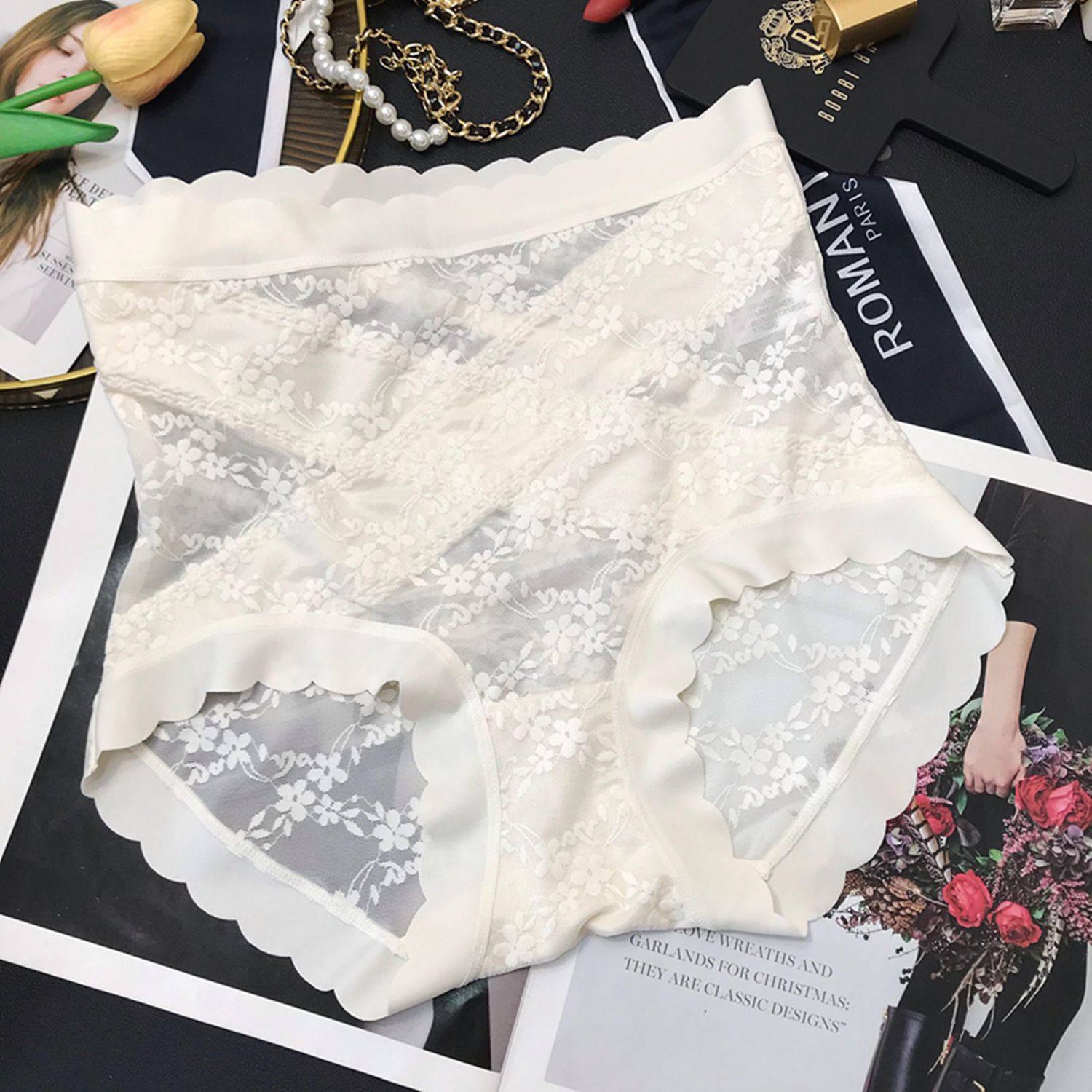 蕾丝微收无痕内裤女高腰收腹提臀交叉性感亲肤透气包臀三角裤女,女士内衣/男士内衣/家居服,女三角裤,淘宝优惠券,粉丝福利购,淘宝优惠卷