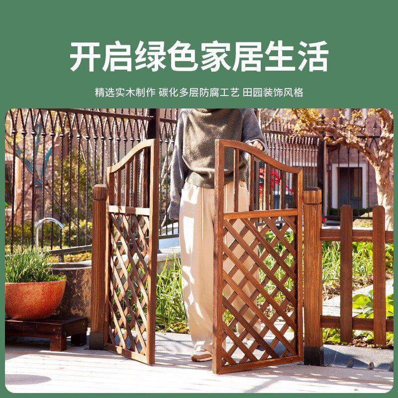庭院网格门防腐木花架栅栏门围栏花园网格双开门装饰篱笆门护栏门