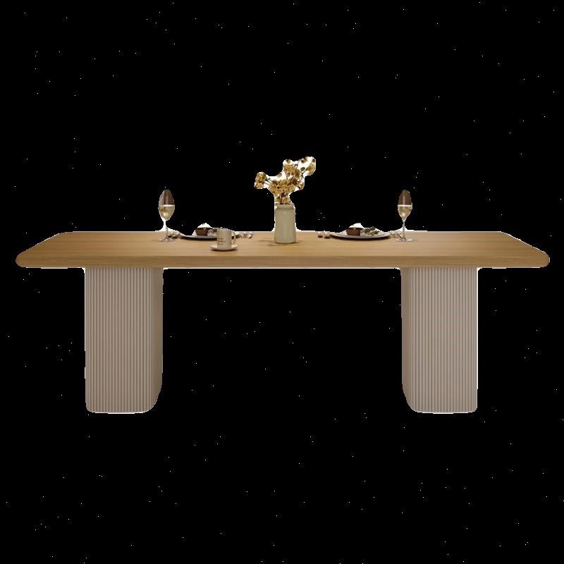 日式实木b餐桌椅组合家用客厅茶桌书桌一体两用奶油风设计师长方