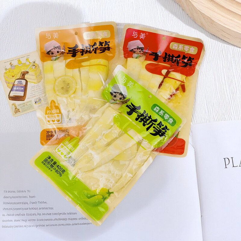 与美手撕笋400g泡椒剁椒柠檬味手剥笋森系零食竹笋开袋即食小吃