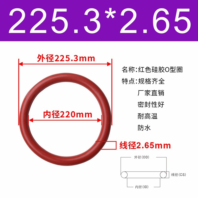 硅胶O型圈内径212/218/224/230/236/240/250/258/260*2.65
