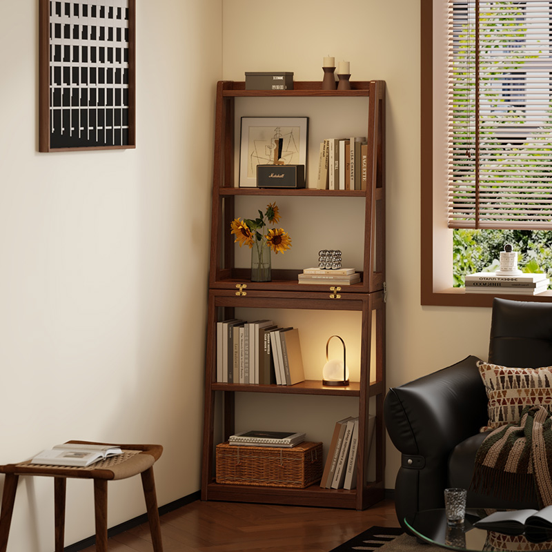 实木折叠置物架收纳书架