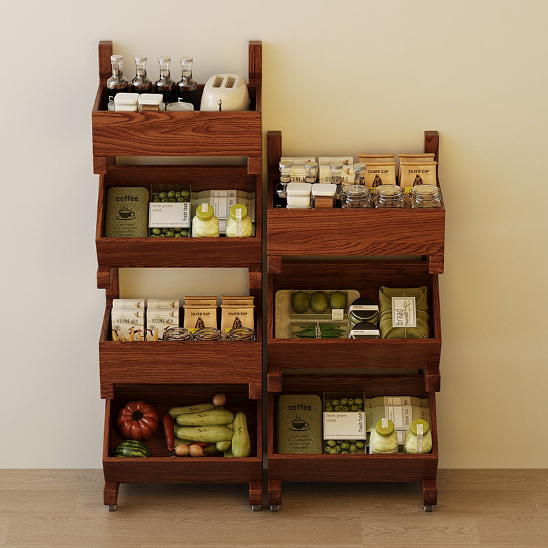 全实木书架置物架落地简易客厅沙发边几家用可移动收纳置物架花架