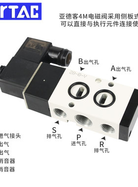 电磁阀二位五通换向阀侧板电子气阀4M310-10 板式电磁阀