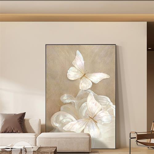 纯手绘抽象肌理蝴蝶大芬村油画玄关装饰画立体客厅背景墙黑白挂画图片