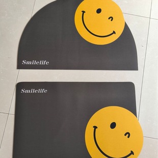 现代简约笑脸浴室吸水速干脚垫家用卫生间门口防滑门垫硅藻泥地