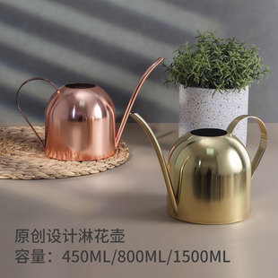 金色半球形不锈钢长嘴浇花水壶园艺家用盆栽洒水壶绿植浇水喷壶