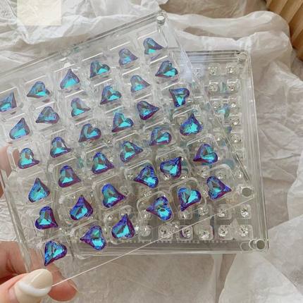爆款美甲亚克力钻盒饰品透指甲饰品装饰盒网红收纳盒磁吸小红书