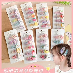 儿童发夹女孩碎发发卡发饰流沙bb夹边夹卡通头饰刘海夹子卡通风